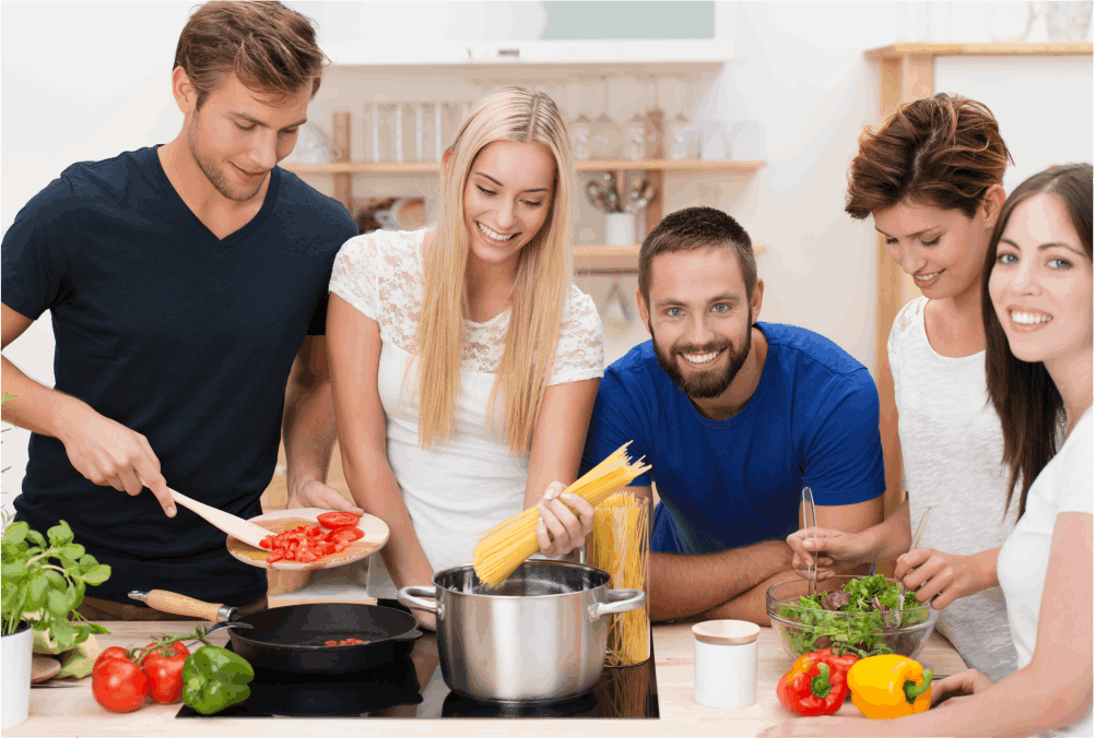 Friends cooking