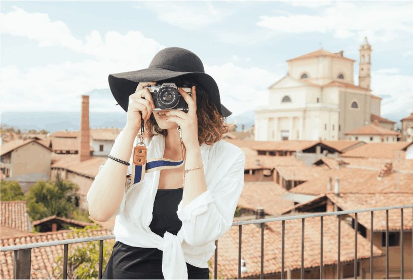 Woman photographing during travel